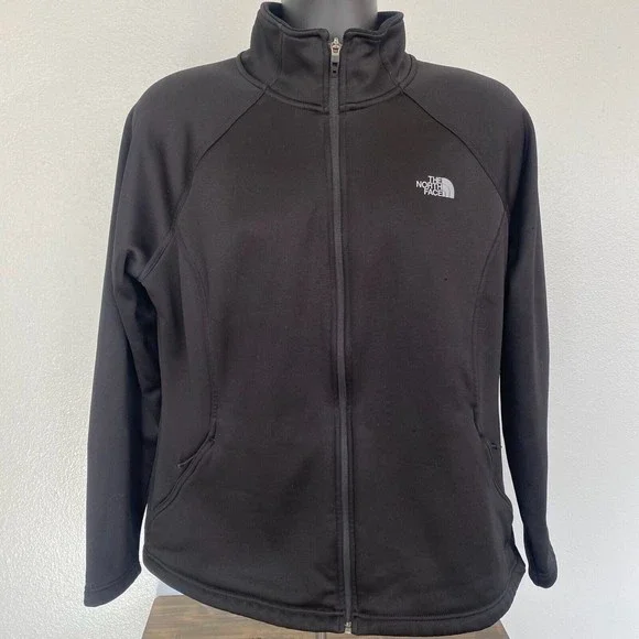 The North Face Black Zip Up Jacket Lined Mock Neck Womens Size XL - Picture 1 of 6